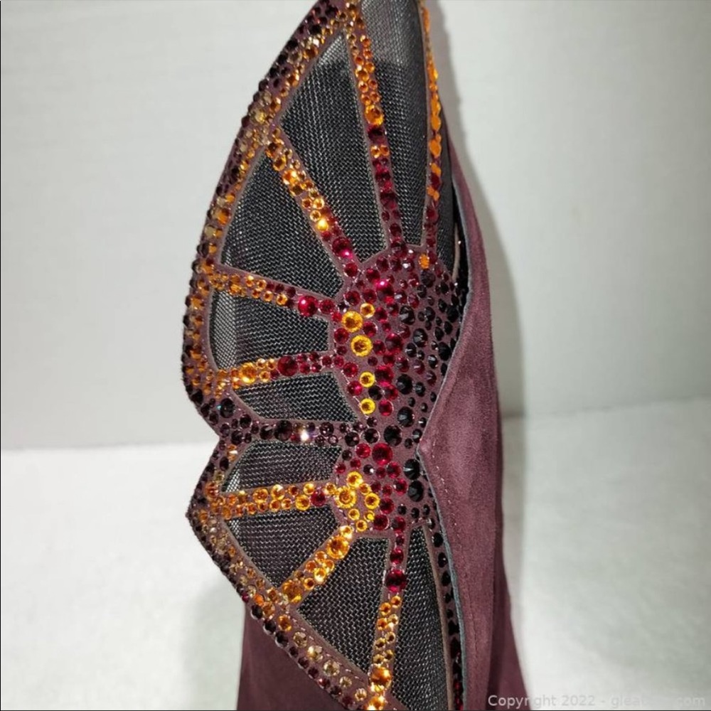 SERGIO ROSSI Atalia Scarpe Donna Embellished Suede Ankle Booties - Picture 4 of 12